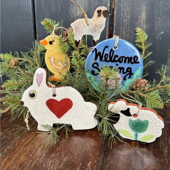 Redware Spring Or Summer Ornament Set - Picture 12 of 12